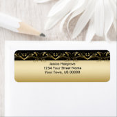 ヴィンテージブラックおよび金ゴールド差出人住所ラベル ラベル (インサイチュ)
