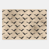 ヴィンテージブラックこうもりハロウィーン ラッピングペーパーシート (正面2)