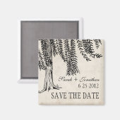ヴィンテージブラックしだれ柳Save The Date マグネット (正面/裏面)
