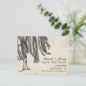 ヴィンテージブラックしだれ柳Save The Date 案内ポストカード (スタンド正面)