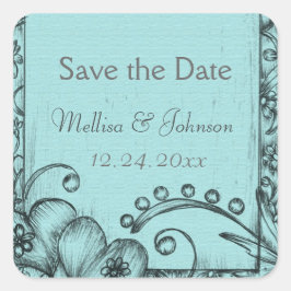 ヴィンテージブラックとアクアブルー保存日 スクエアシール