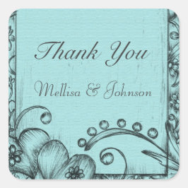 ヴィンテージブラックとアクアブルー感謝していユー スクエアシール