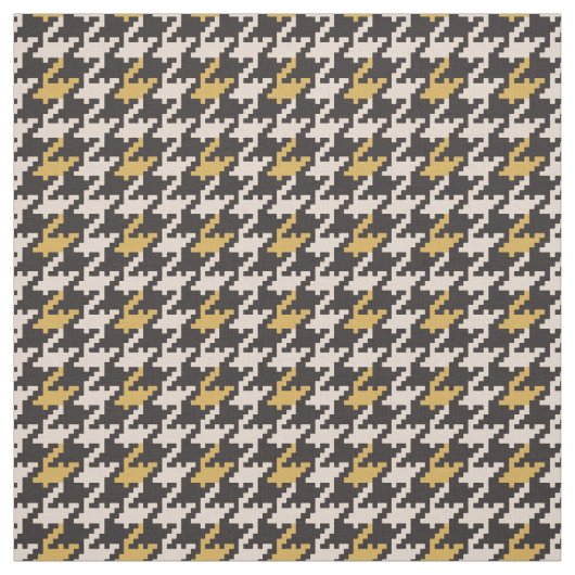 ヴィンテージブラックとイエロー千鳥格子のの格子模様 ファブリック (見本)