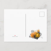 ヴィンテージブラックとオレンジハロウィン結婚フローラ 案内ポストカード (裏面)