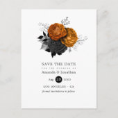 ヴィンテージブラックとオレンジハロウィン結婚フローラ 案内ポストカード (正面)