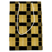 ヴィンテージブラックとゴールデンのブファロの格子模様 ミディアムペーパーバッグ (正面)