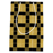 ヴィンテージブラックとゴールデンのブファロの格子模様 ミディアムペーパーバッグ (裏面)