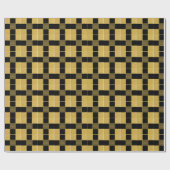 ヴィンテージブラックとゴールデンのブファロの格子模様 ラッピングペーパー (フラット)