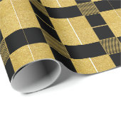 ヴィンテージブラックとゴールデンのブファロの格子模様 ラッピングペーパー (ロールコーナー)