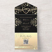 ヴィンテージブラックとゴールドのウェディング オールインワン招待状 (内側)