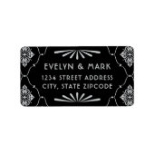 ヴィンテージブラックとシルバーのアールデコ結婚のアドレス ラベル (正面)