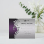 ヴィンテージブラックとシルバー華美スワールRSVP 出欠カード (スタンド正面)