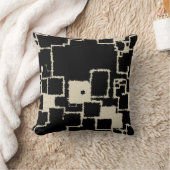 ヴィンテージブラックとトープの正方形 クッション (ブランケット)
