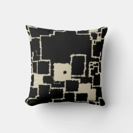 ヴィンテージブラックとトープの正方形 クッション