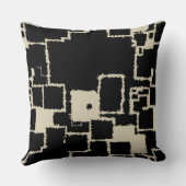 ヴィンテージブラックとトープの正方形 クッション (裏面)