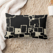 ヴィンテージブラックとトープの正方形 ランバークッション (ブランケット)