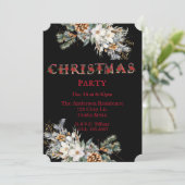 ヴィンテージブラックとレッドの緑のクリスマスパーティー 招待状 (スタンド正面)