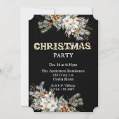 ヴィンテージブラックと金ゴールドの緑のクリスマスパーティー 招待状 (正面)
