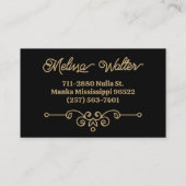 ヴィンテージブラックと金ゴールドエレガントフローリッシュモノグラム 名刺 (裏面)