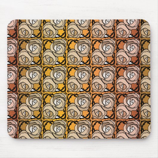 ヴィンテージブラックと金ゴールドバラフローラルパターン マウスパッド (正面)