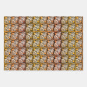 ヴィンテージブラックと金ゴールドバラフローラルパターン ラッピングペーパーシート (正面2)