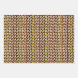 ヴィンテージブラックと金ゴールドバラフローラルパターン ラッピングペーパーシート