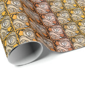 ヴィンテージブラックと金ゴールドバラフローラルパターン ラッピングペーパー (ロールコーナー)