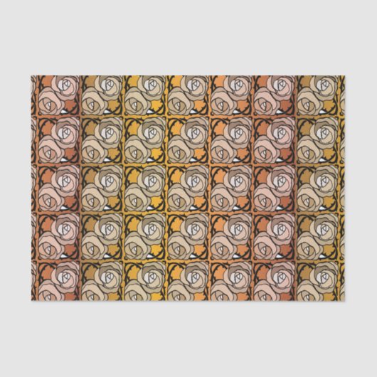 ヴィンテージブラックと金ゴールドバラフローラルパターン 薄葉紙 (正面)