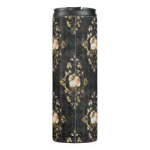 ヴィンテージブラックと金ゴールドフローラハーレクインパターン タンブラー (裏面)