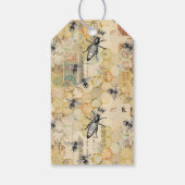 ヴィンテージブラックと金ゴールドフローラミツバチ ギフトタグ (裏面)