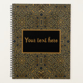 ヴィンテージブラックと金ゴールドモザイク プランナー手帳 (正面)