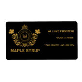 ヴィンテージブラックと金ゴールドモノグラムメープルシロップのラベル ラベル (正面)