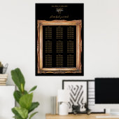 ヴィンテージブラックと金ゴールド結婚のシーティングチャート ポスター (ホームオフィス)