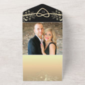 ヴィンテージブラックと金ゴールド結婚ズ オールインワン招待状 (外側)