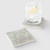 ヴィンテージブラックのミントゥワールデジュウパターン ストーンコースター (横)