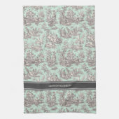 ヴィンテージブラックのミントワールデジュウプリント キッチンタオル (縦)