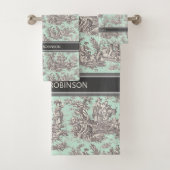 ヴィンテージブラックのミントワールデジュウプリント バスタオルセット (インサイチュ)