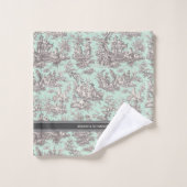 ヴィンテージブラックのミントワールデジュウプリント バスタオルセット (ウォッシュタオル)