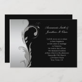 ヴィンテージブラックアンドシルバー結婚式招待状 招待状 (正面/裏面)