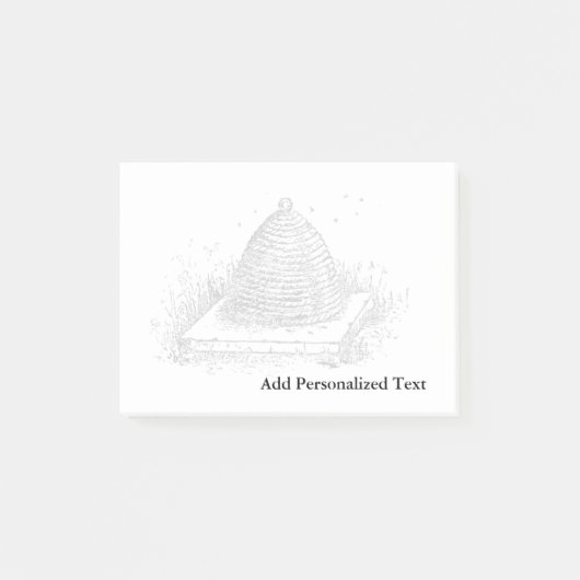 ヴィンテージブラックアンドホワイトビーハイブスケッチ ポストイット (正面)