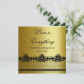 ヴィンテージブラックアンド金ゴールドレース結婚式招待状 招待状 (スタンド正面)