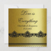 ヴィンテージブラックアンド金ゴールドレース結婚式招待状 招待状 (正面)