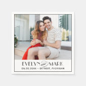 ヴィンテージブラックアールデコ結婚のモノグラム写真 スタンダードカクテルナプキン (正面)