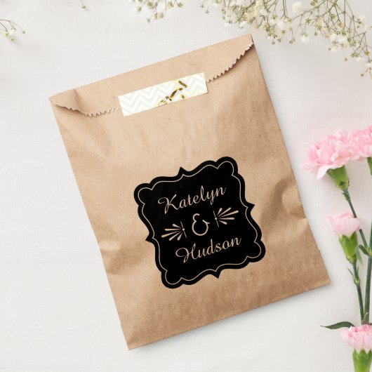 ヴィンテージブラックアールデコ結婚ズモノグラム フェイバーバッグ (封をした状態)