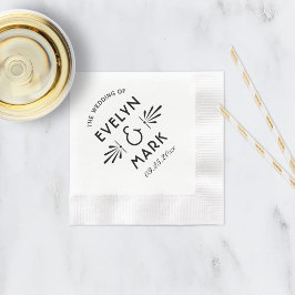 ヴィンテージブラックアールデコ結婚ズモノグラム 縁ありカクテルナプキン