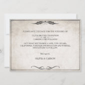 ヴィンテージブラックアールデコ結婚式の日付を保存 (裏面)