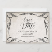 ヴィンテージブラックアールデコ結婚式の日付を保存 (正面)