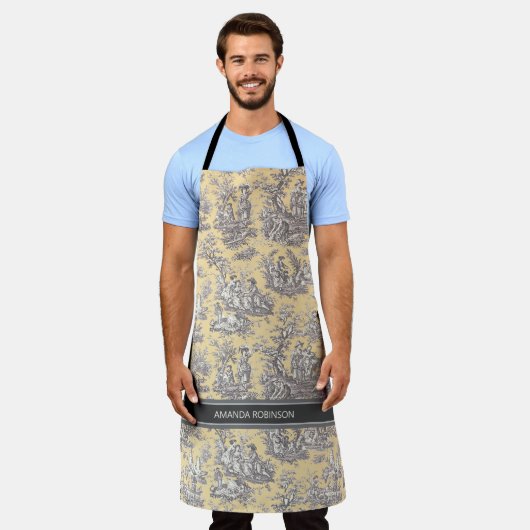 ヴィンテージブラックイエロートイレデジュエリー エプロン (着用した状態)