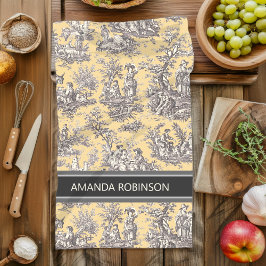 ヴィンテージブラックイエロートイレデジュエリー キッチンタオル