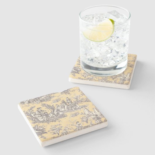 ヴィンテージブラックイエロートイレデジュエリー ストーンコースター (横)